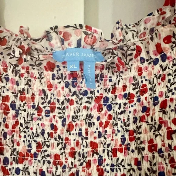 Draper James Women’s Deana Tiered Smocked Dress in Berry Print (Size XL) - Picture 2 of 4